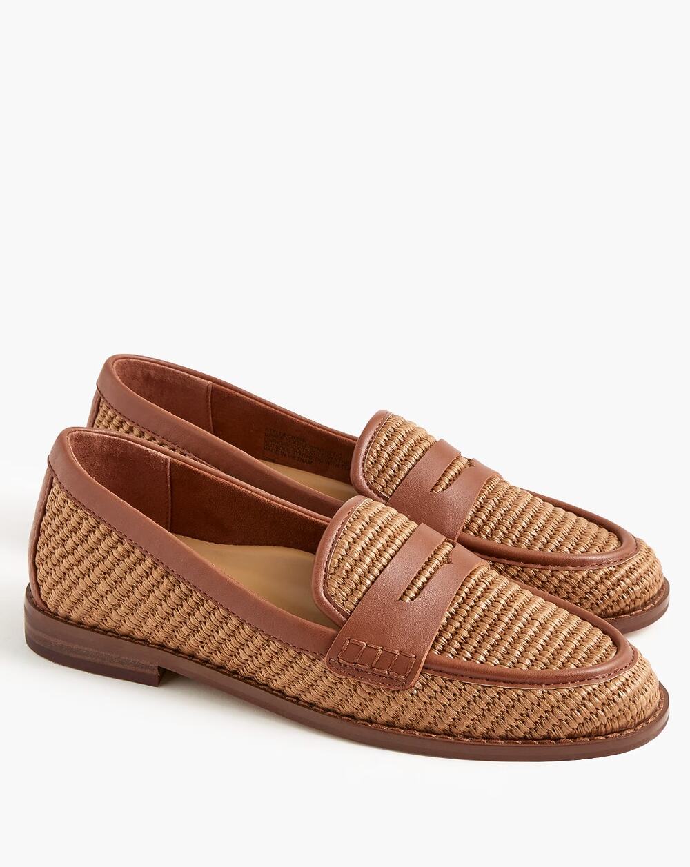 J. CREW Woven Penny Loafers Cedarwood Raffia Tan Brown Sz 8 $158